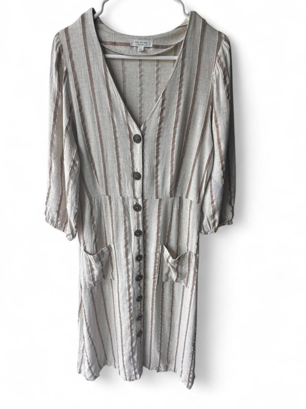 Day To Day by Pepper Linen Blend Button Down Duster Dress Size L